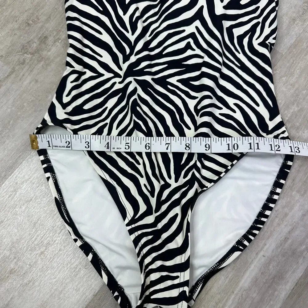 Kate Spade One Shoulder Zebra Print One Piece Swimsuit
